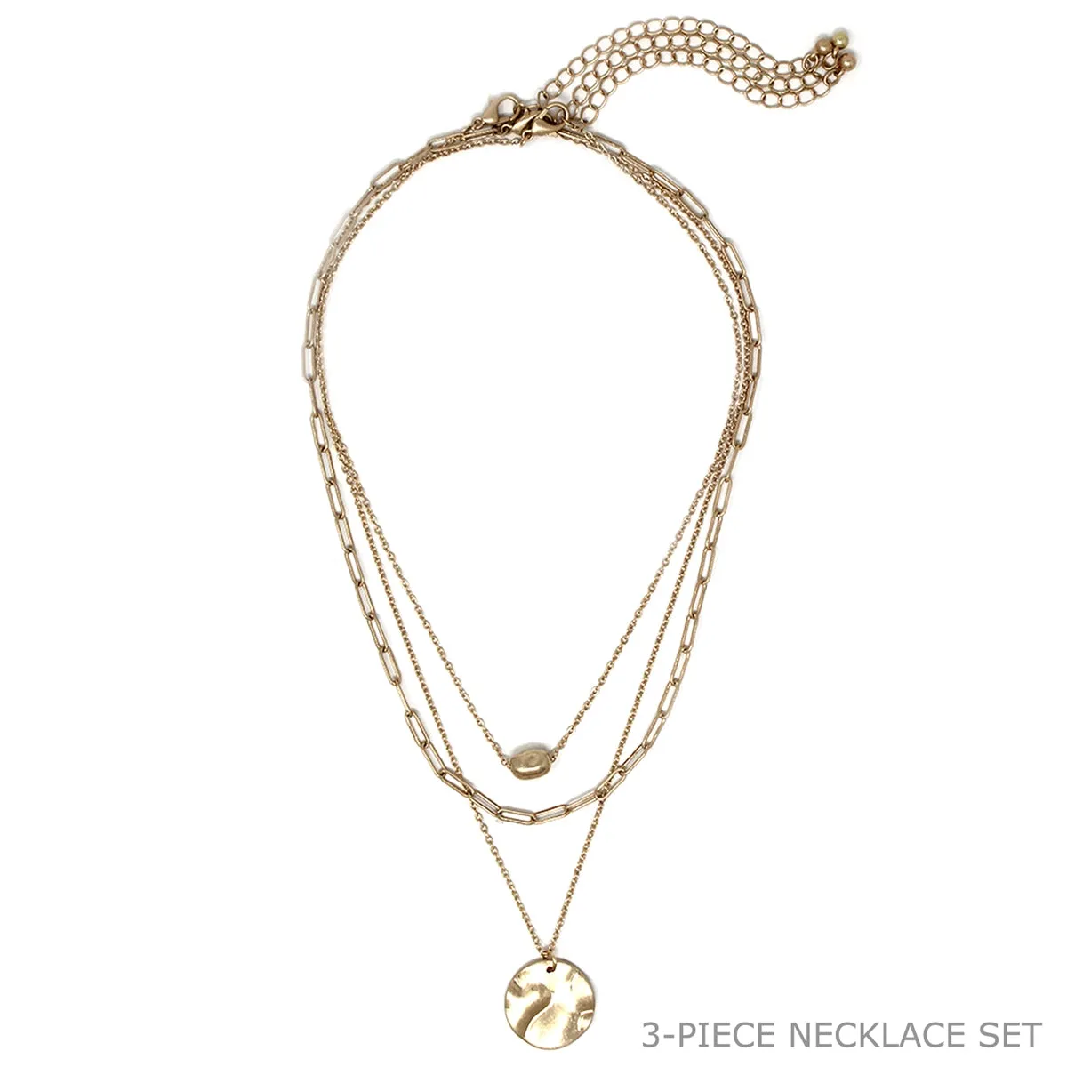 Triple Layered Hammered Coin Necklace