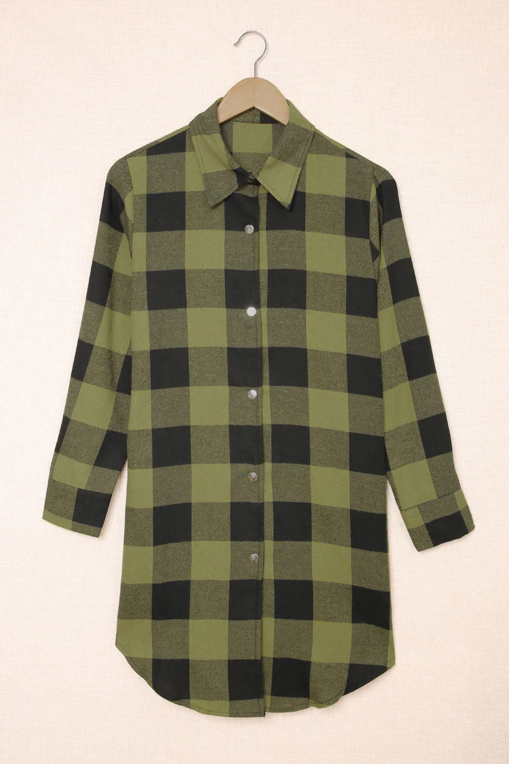 Turn-down Collar Plaid Shirt Coat