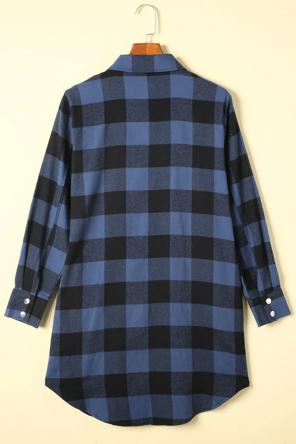 Turn-down Collar Plaid Shirt Coat