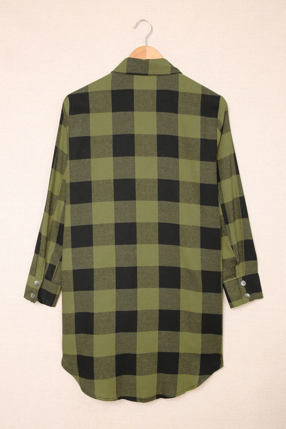 Turn-down Collar Plaid Shirt Coat
