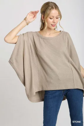 Umgee Stone Oversized Knit Boxy Cut Top