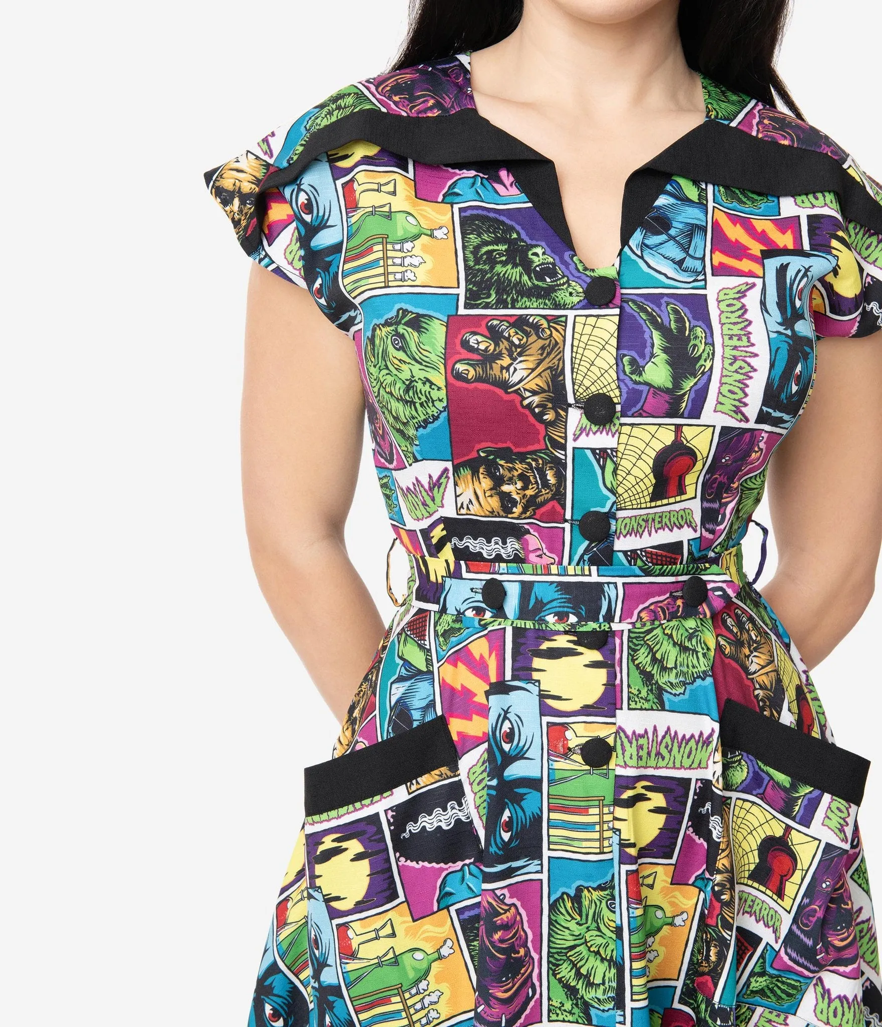 Universal Monsters x Unique Vintage Monsterror Print Hedda Swing Dress (XS ONLY)