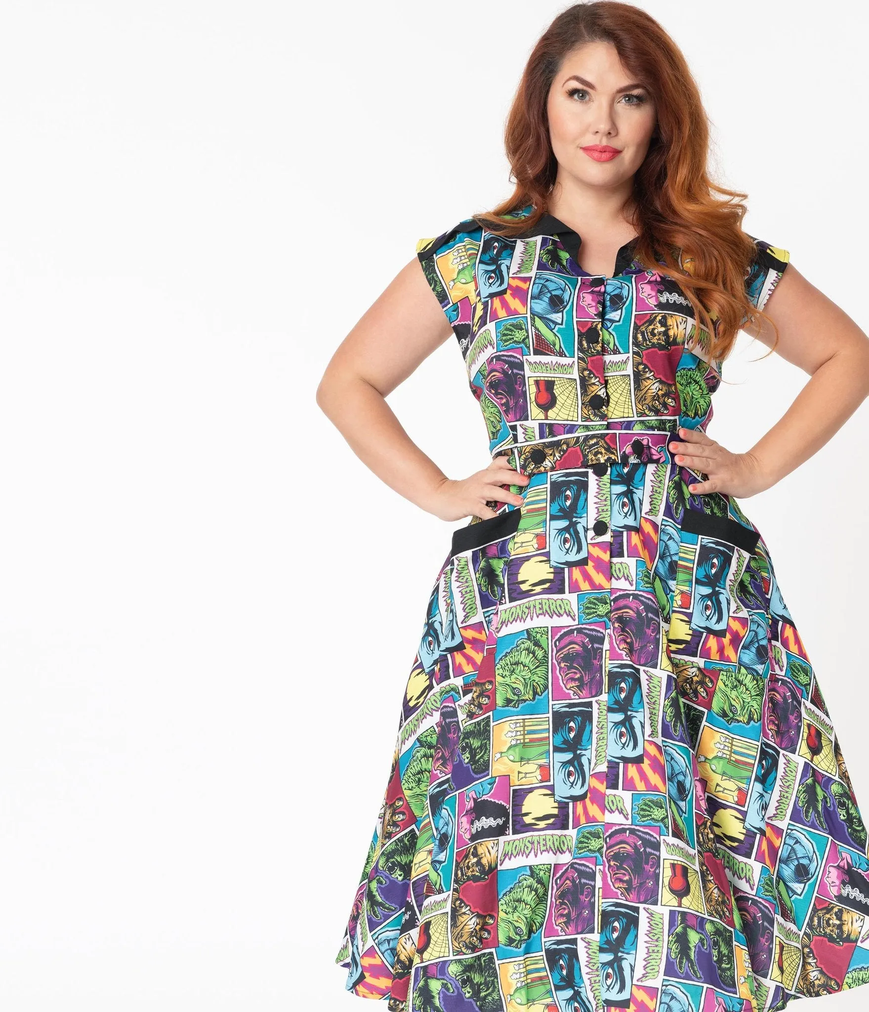Universal Monsters x Unique Vintage Monsterror Print Hedda Swing Dress (XS ONLY)