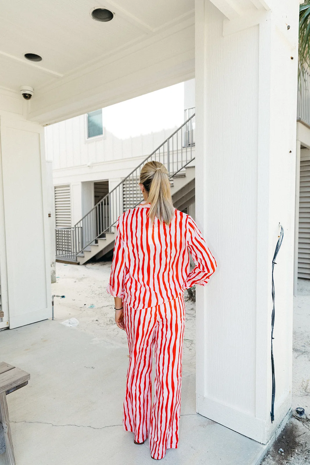 Vera Stripe Pants - Pink/Red