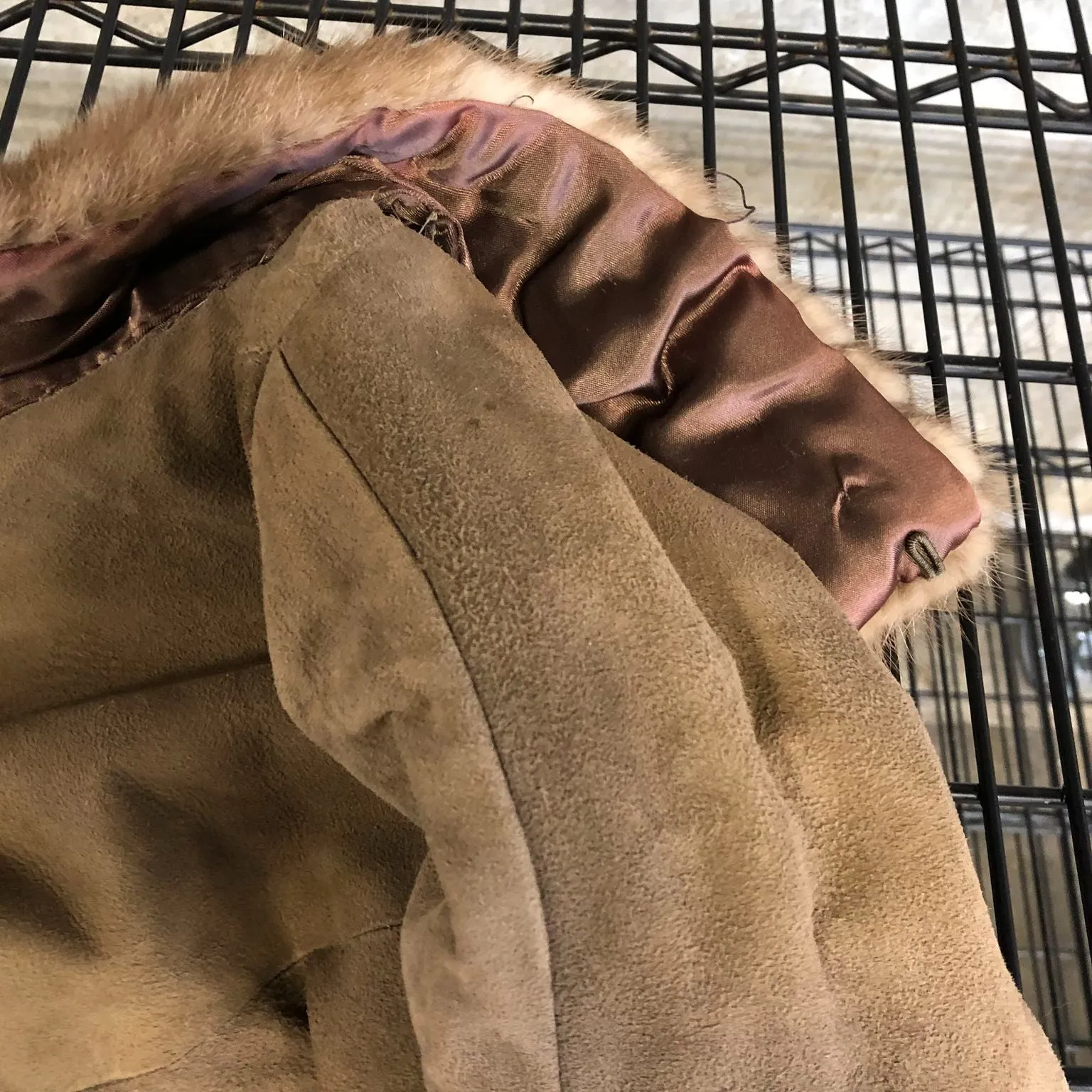 Vintage 1960s Rich's Women's Tan/Brown Long Suede Coat with Mink Fur Collar