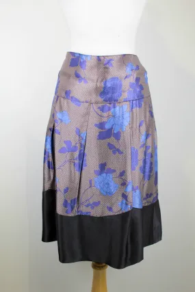 Vintage Alexander McQueen Silky Blue Rose Print Skirt