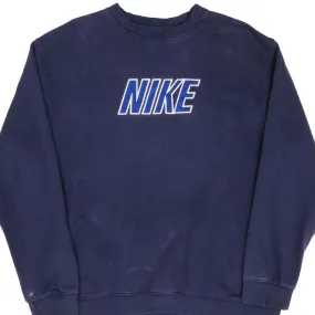 VINTAGE NIKE SPELLOUT NAVY BLUE SWEATSHIRT 2000S SIZE XL