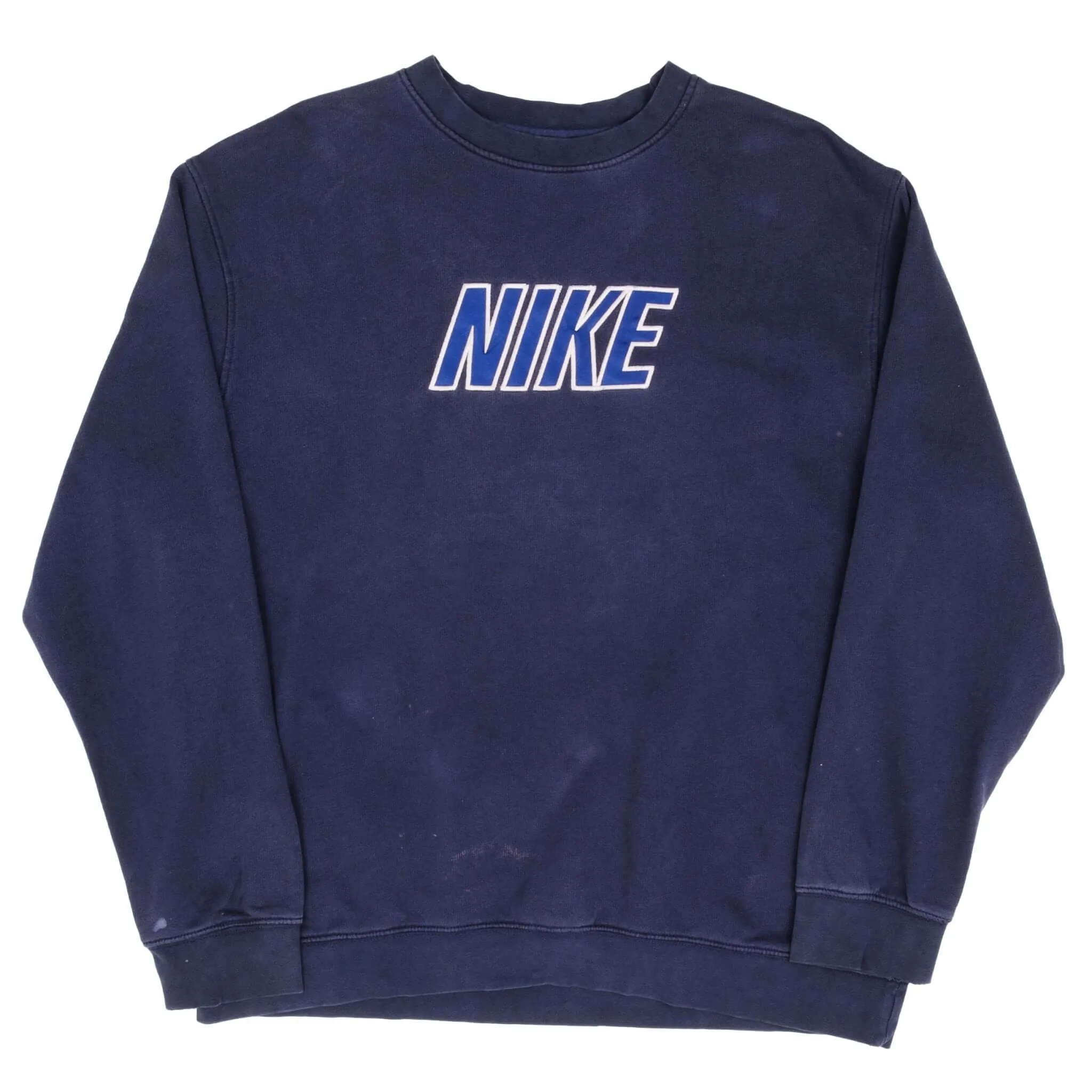 VINTAGE NIKE SPELLOUT NAVY BLUE SWEATSHIRT 2000S SIZE XL