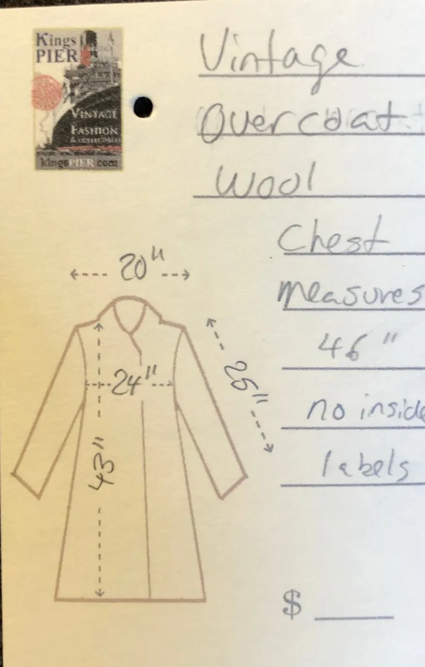 Vintage Subtle Grey Brown Herringbone Heavy Wool Overcoat