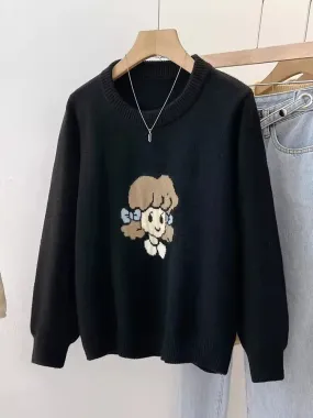 Vintage Sweet Lolita Style Knitted Pullover Cute Girl Pattern Sweater Women New Year Knitwear Tops C-281