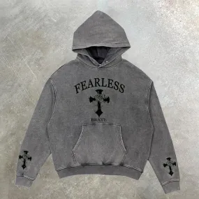 Vintage Wash Street Print Hoodie