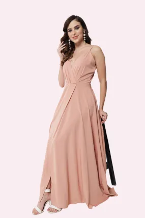 VIOLA DUSTY PINK OVERLAP DRESS FOR WOMEN