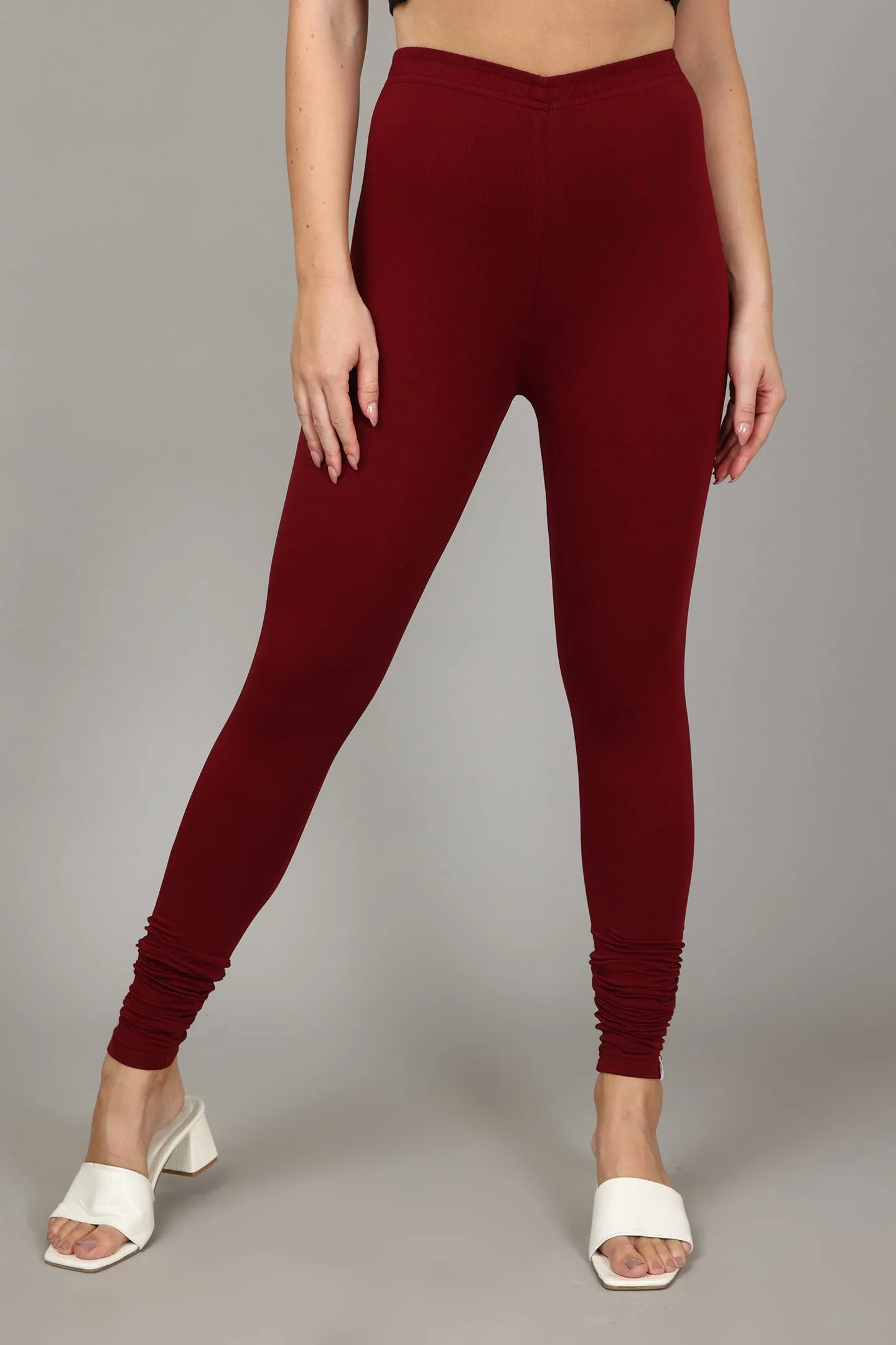 VISCOSE CHURIDAR LEGGINGS - FRENCH WINE