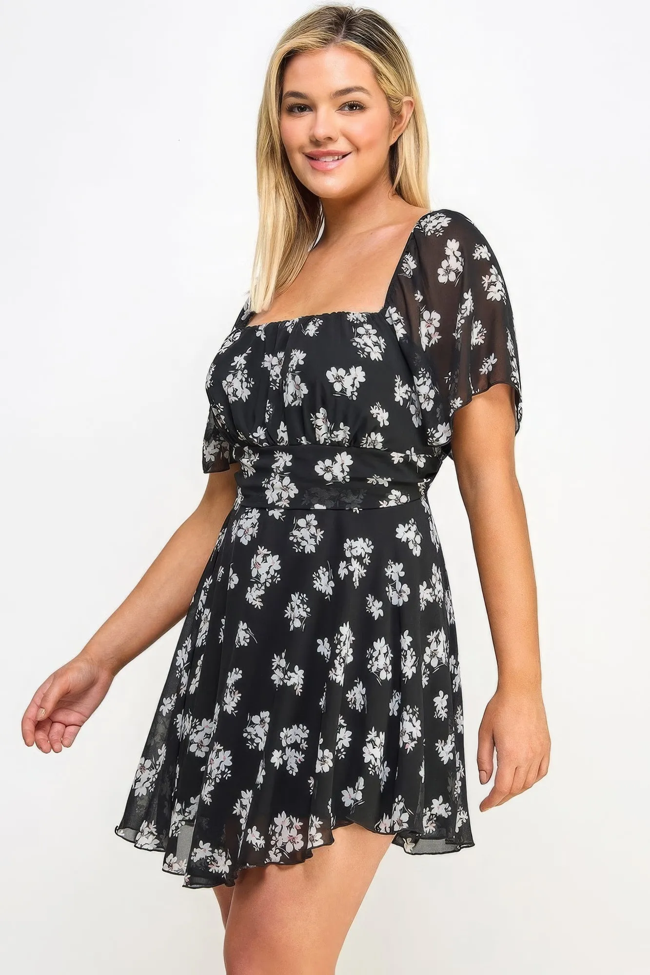 Voluptuous ( ) Chiffon Women's Plus Size Floral Dress