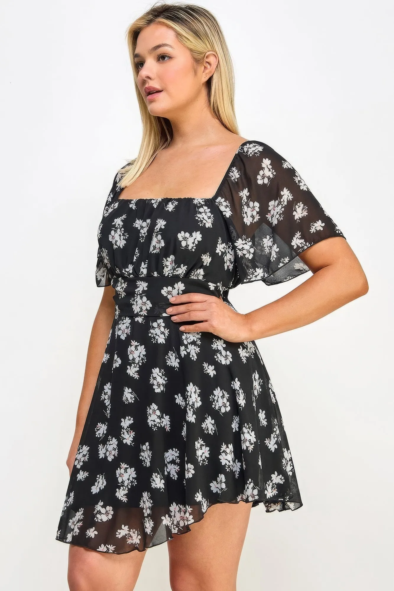 Voluptuous ( ) Chiffon Women's Plus Size Floral Dress