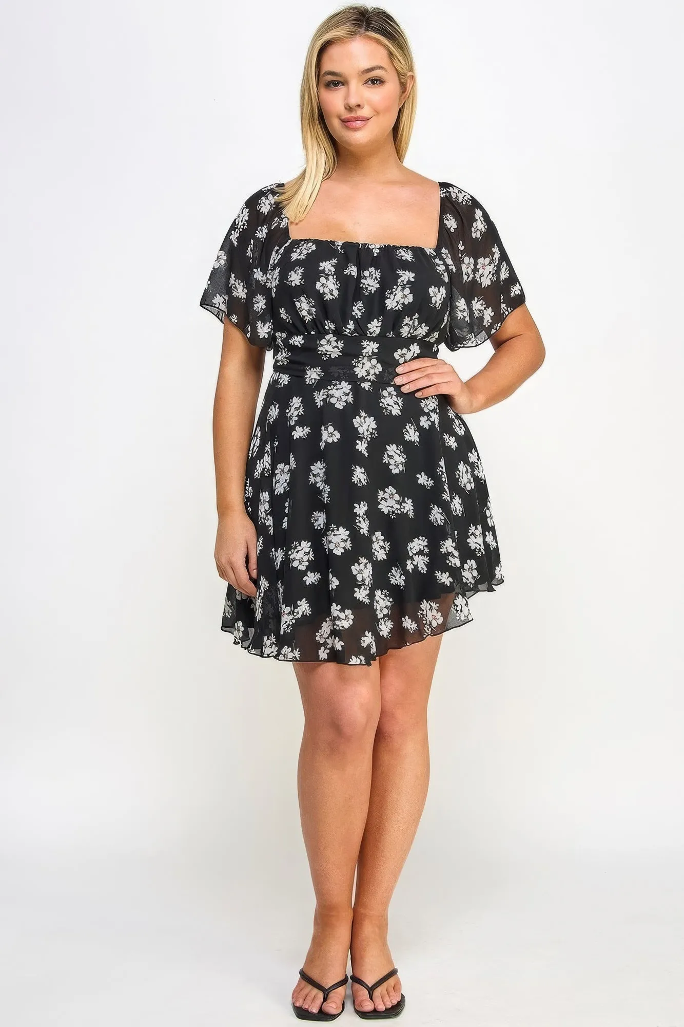 Voluptuous ( ) Chiffon Women's Plus Size Floral Dress