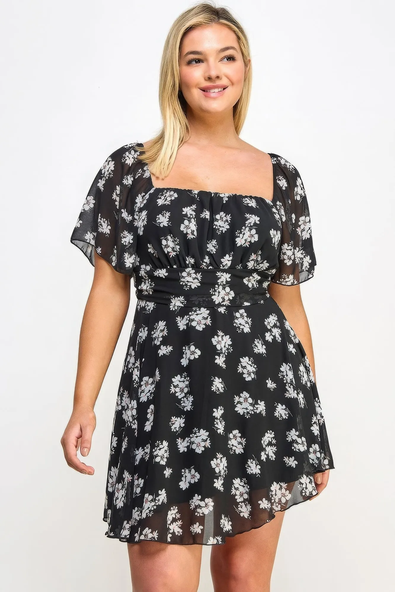 Voluptuous ( ) Chiffon Women's Plus Size Floral Dress