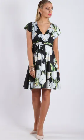 VS7060TB Jersey Flutter Sleeve Wrap Dress (Pack)