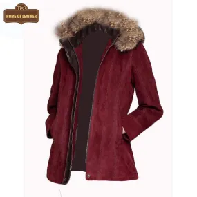 WFC02 Dana Italian With Faux Fur Trim Detachable Hood Coat