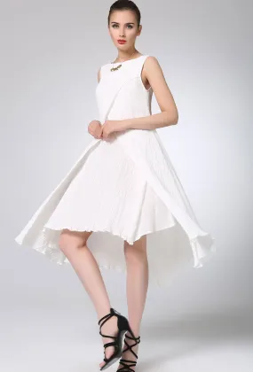 White linen dress mini cute dress (1230)