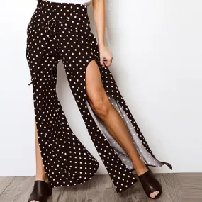 Wide Leg High Waist Loose Split Print Pants