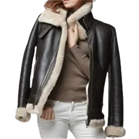Women's Black B3 Shearling Leather Jacket