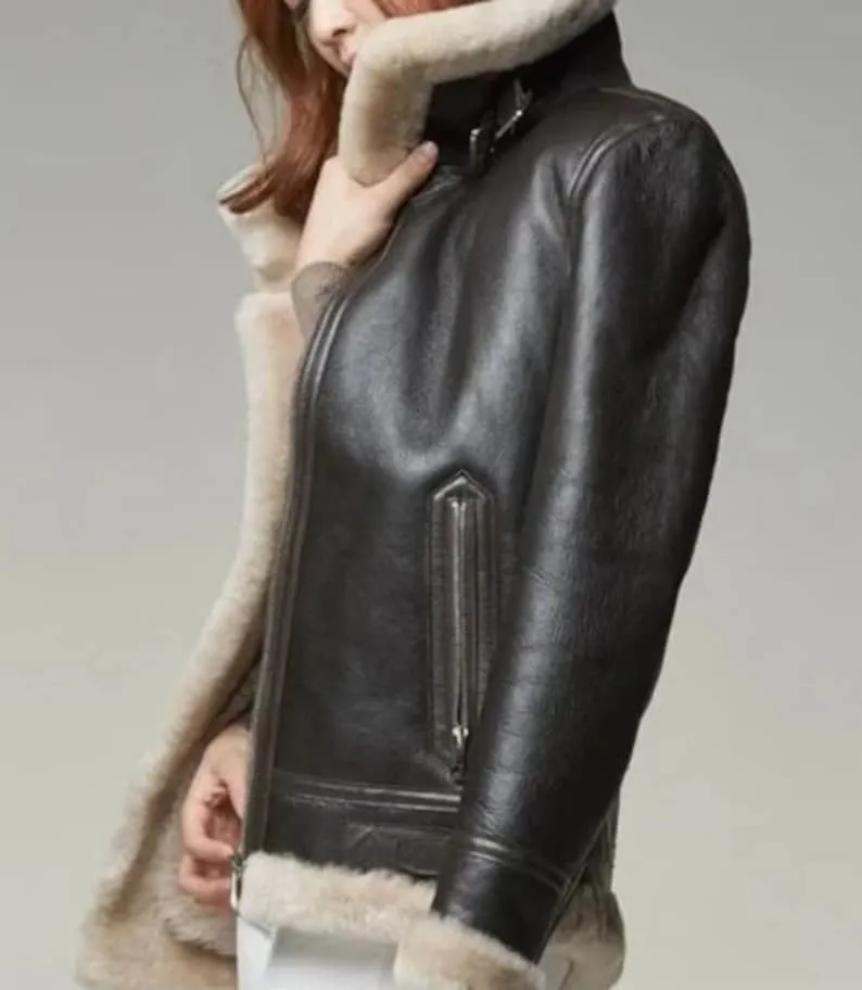 Women's Black B3 Shearling Leather Jacket