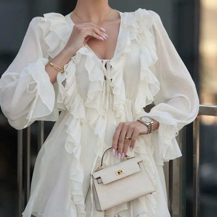 Women's French Ruffle Tie Dress