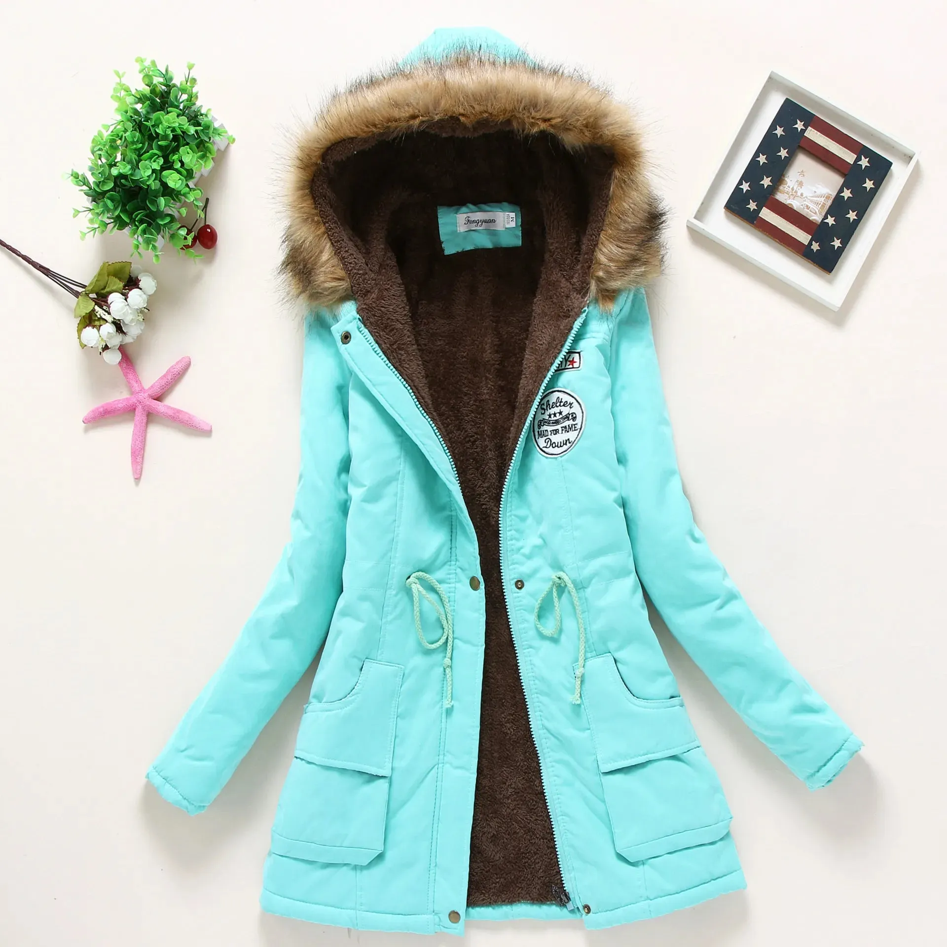 Women's Hooded Parka Jacket: Thick Warm Cotton-Padded Coat for Spring, Autumn & Winter | Casual Slim Fit (3XL) - Warm Gift for Her