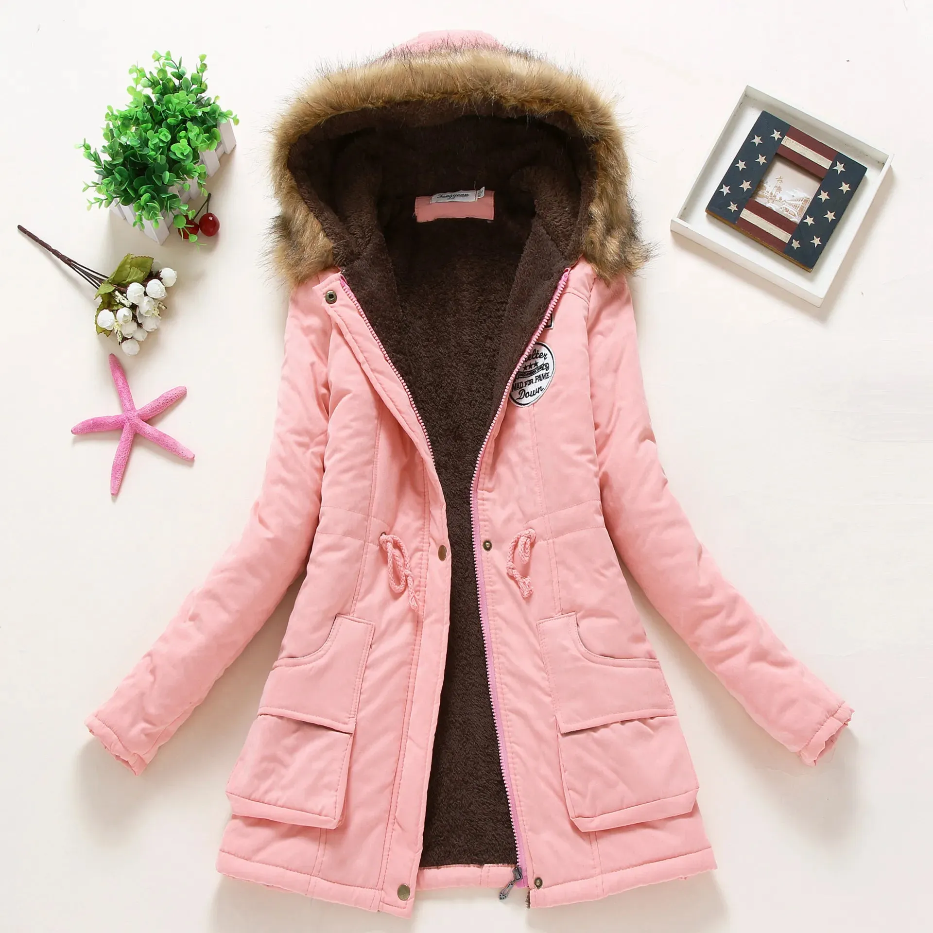 Women's Hooded Parka Jacket: Thick Warm Cotton-Padded Coat for Spring, Autumn & Winter | Casual Slim Fit (3XL) - Warm Gift for Her