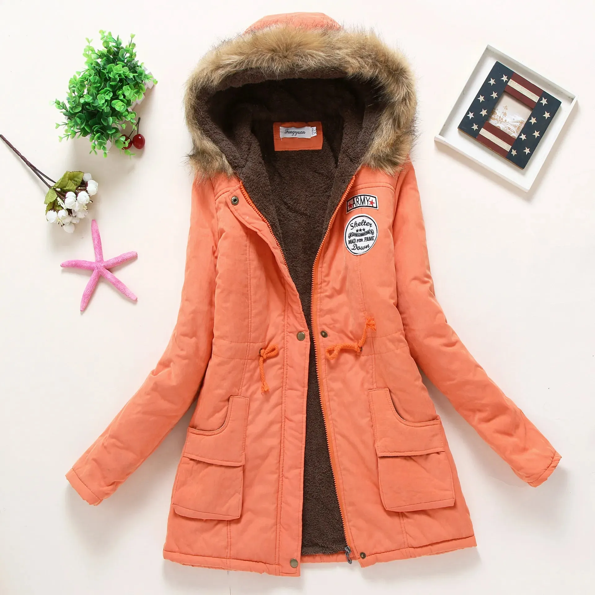 Women's Hooded Parka Jacket: Thick Warm Cotton-Padded Coat for Spring, Autumn & Winter | Casual Slim Fit (3XL) - Warm Gift for Her
