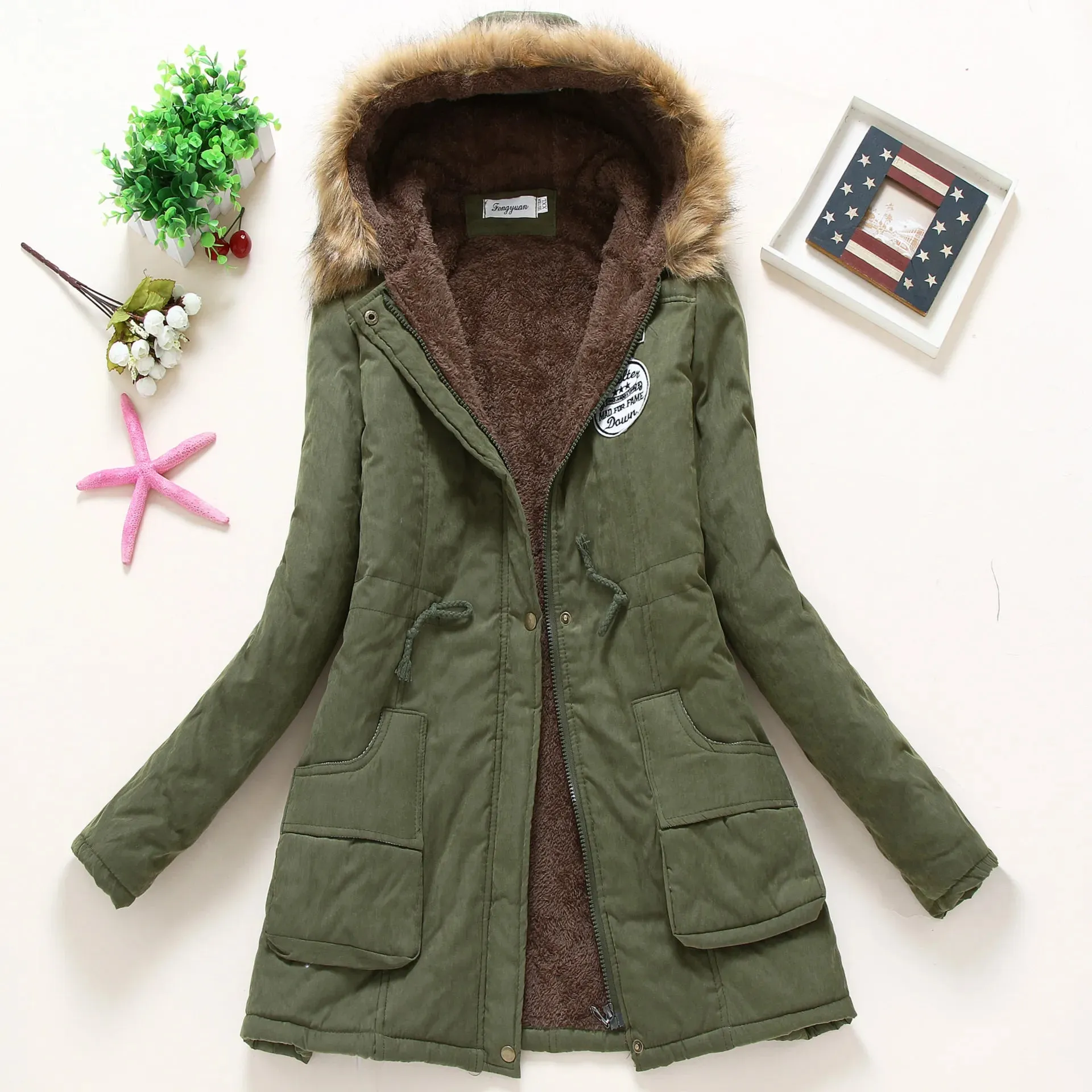 Women's Hooded Parka Jacket: Thick Warm Cotton-Padded Coat for Spring, Autumn & Winter | Casual Slim Fit (3XL) - Warm Gift for Her