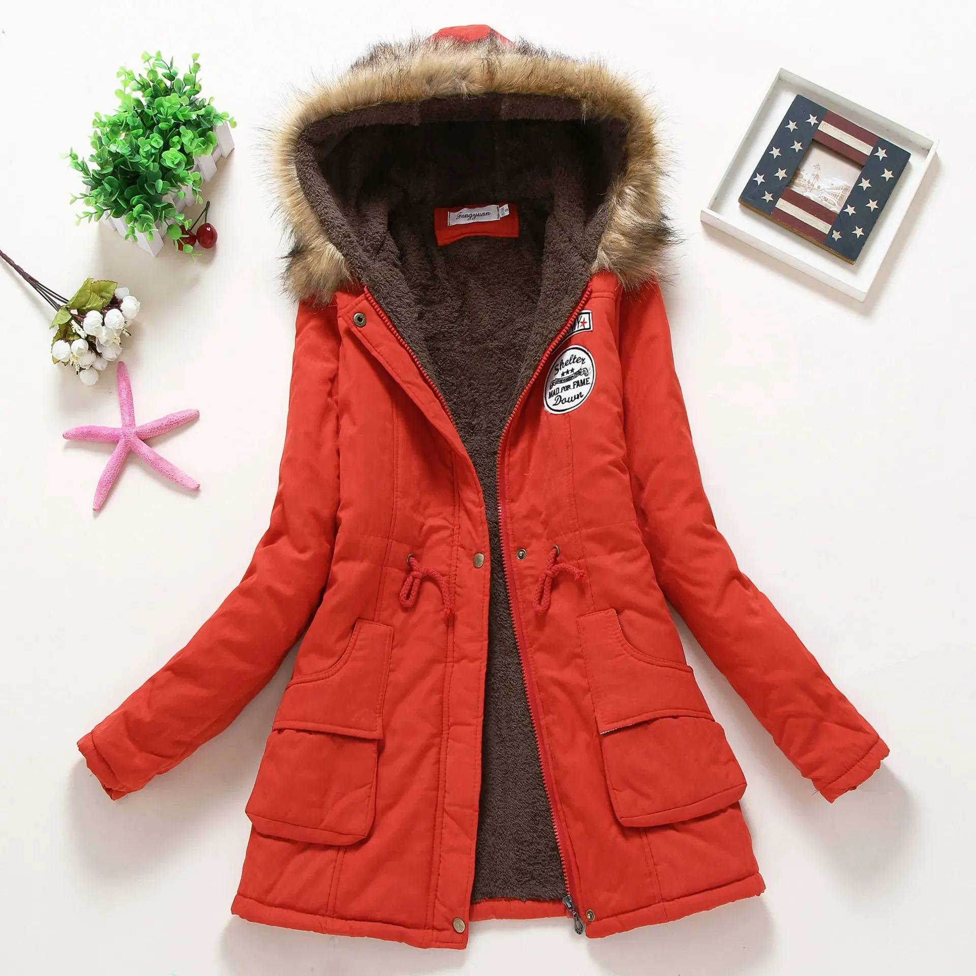Women's Hooded Parka Jacket: Thick Warm Cotton-Padded Coat for Spring, Autumn & Winter | Casual Slim Fit (3XL) - Warm Gift for Her