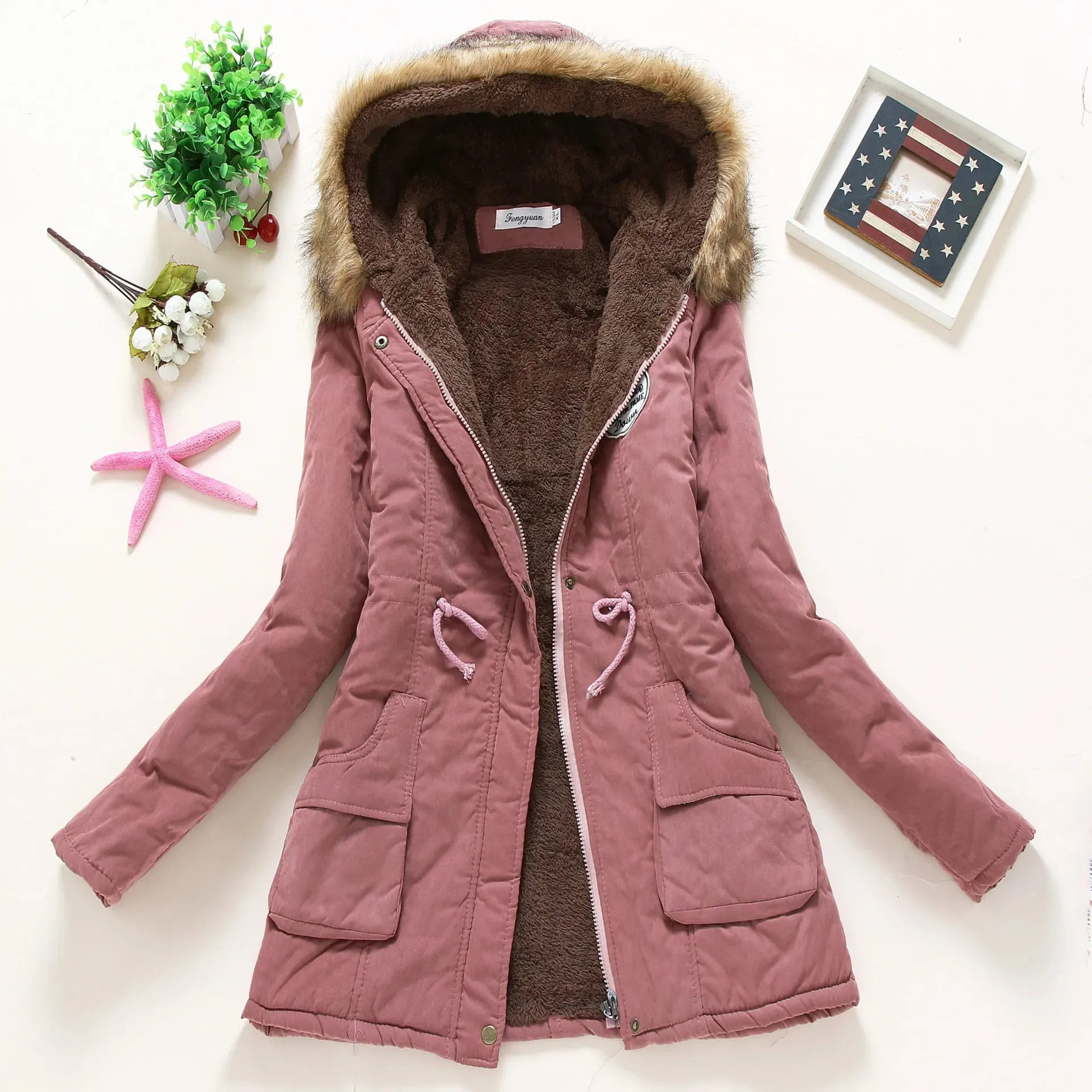 Women's Hooded Parka Jacket: Thick Warm Cotton-Padded Coat for Spring, Autumn & Winter | Casual Slim Fit (3XL) - Warm Gift for Her