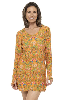 Women's Seacoast Swim Cover-Up Dress  |  Apricot Crush MOSAIC GARDEN
