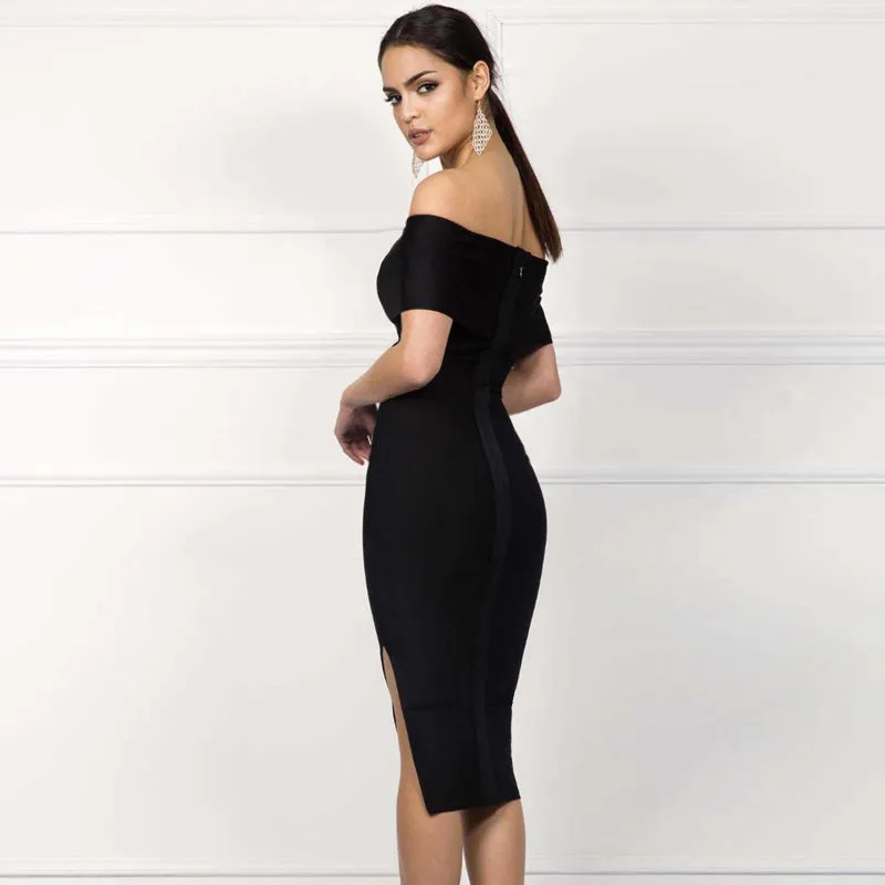 Women's Summer Off-Shoulder Polyester Sheath Dress