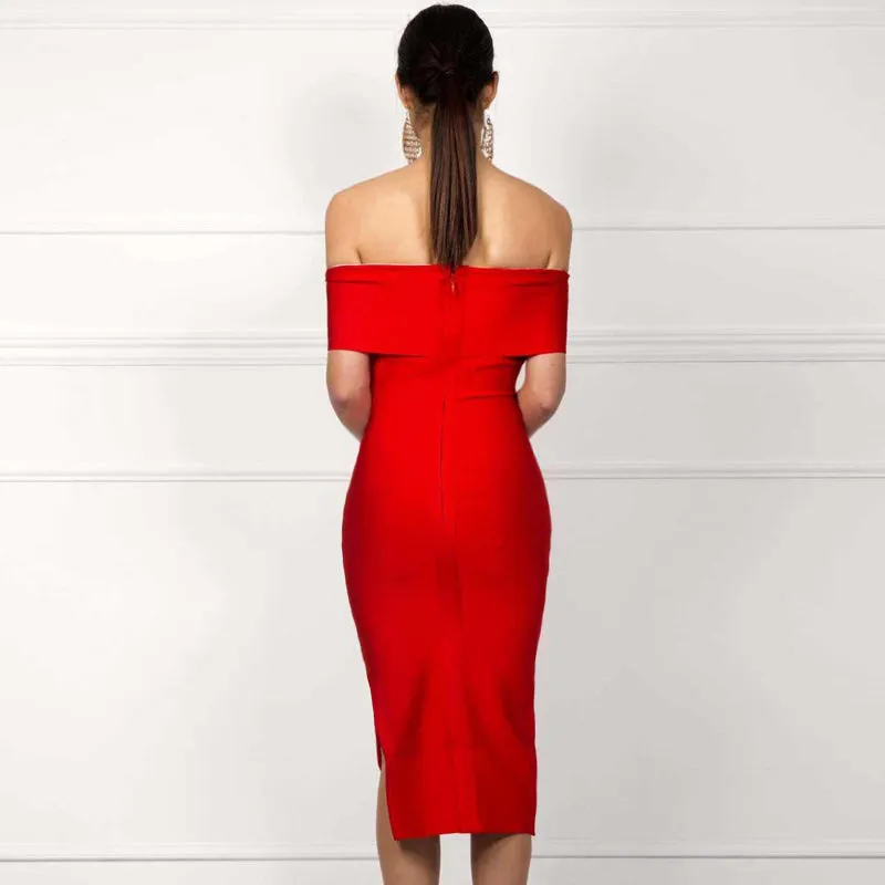 Women's Summer Off-Shoulder Polyester Sheath Dress