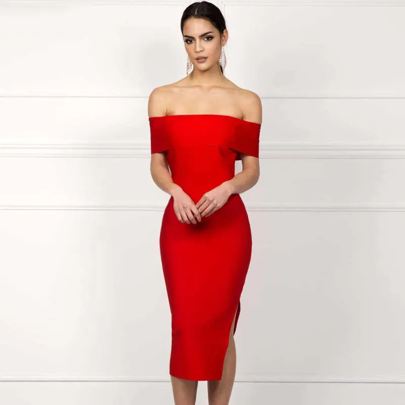 Women's Summer Off-Shoulder Polyester Sheath Dress