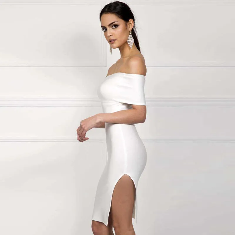 Women's Summer Off-Shoulder Polyester Sheath Dress