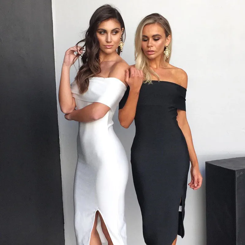 Women's Summer Off-Shoulder Polyester Sheath Dress