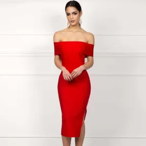 Women's Summer Off-Shoulder Polyester Sheath Dress