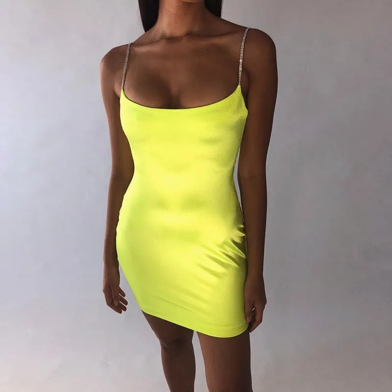 Women's Summer Silk Spaghetti Straps Dress