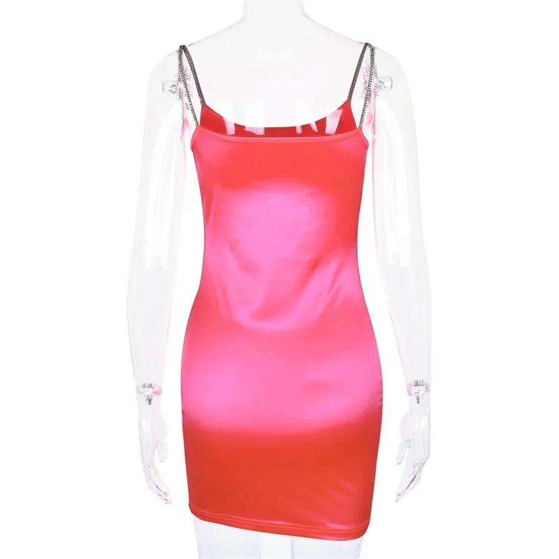 Women's Summer Silk Spaghetti Straps Dress