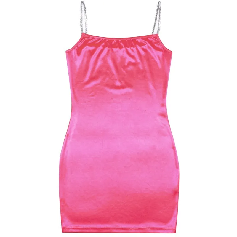 Women's Summer Silk Spaghetti Straps Dress
