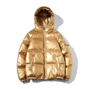 Women’s Winter Waterproof Hooded Parka – Thick, Warm Golden Jacket, Fashion Outerwear Coat