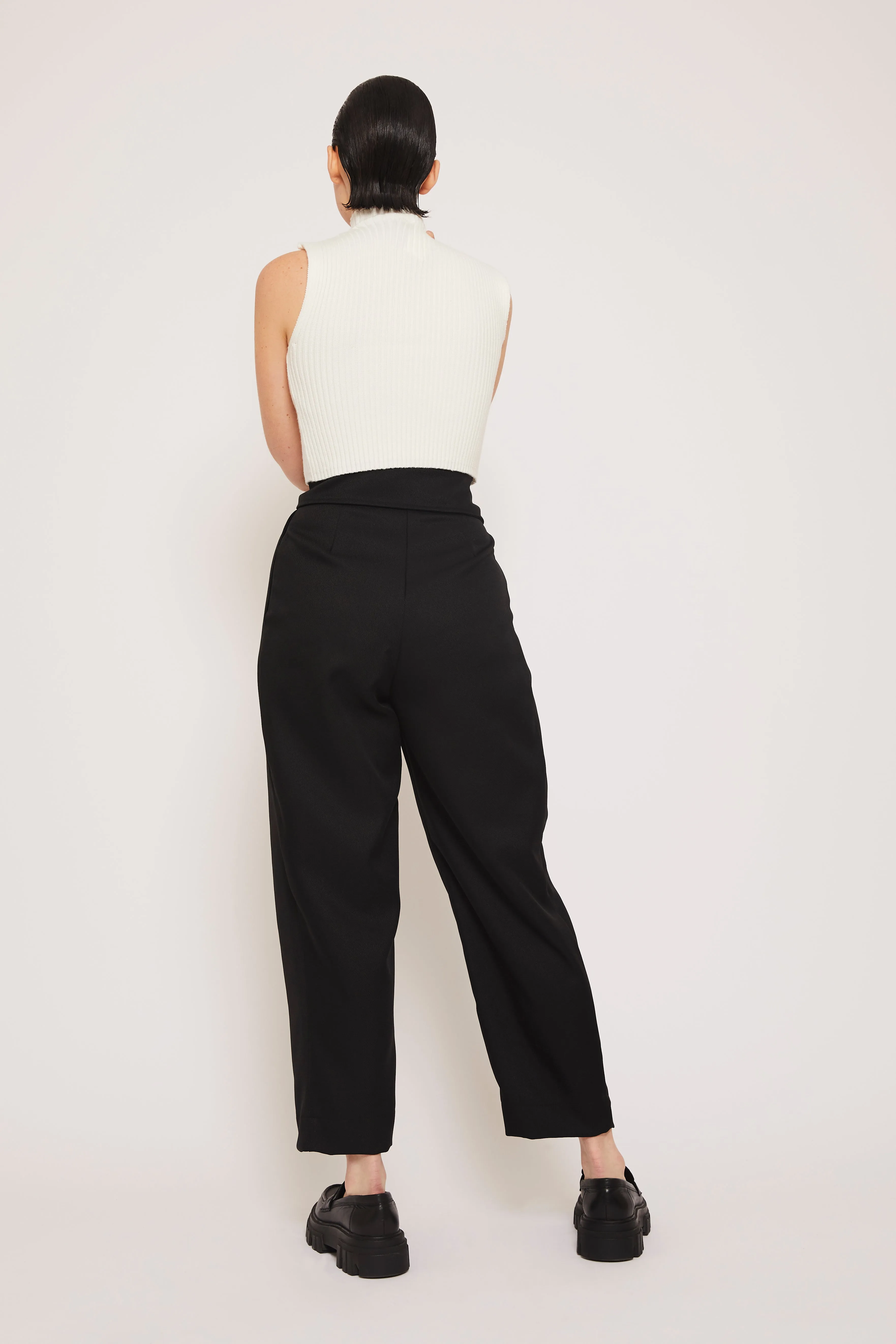 Wrinkle Free Retro Style Pants- Black