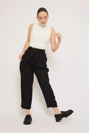 Wrinkle Free Retro Style Pants- Black