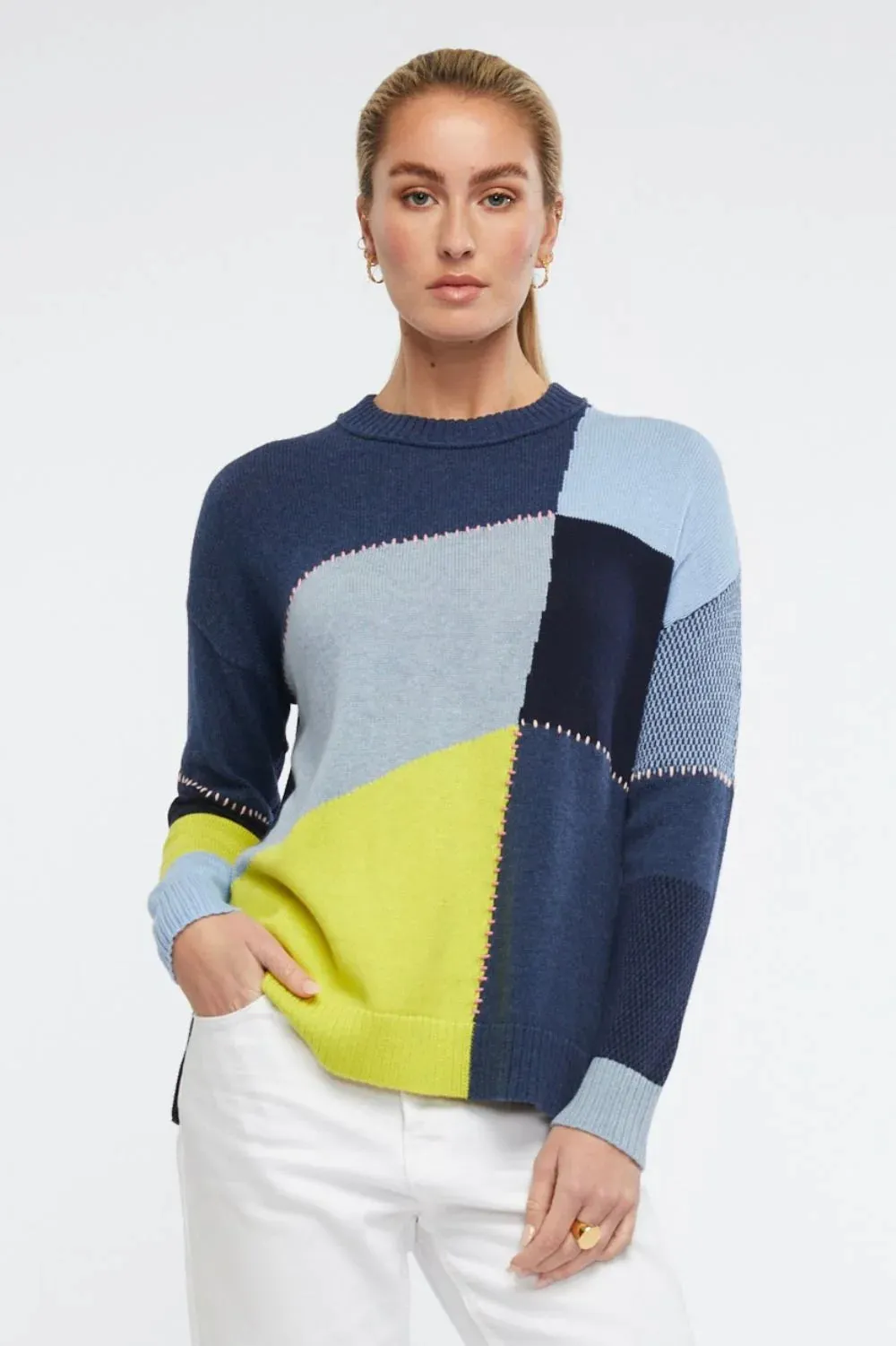 Zaket & Plover Patchwork Jumper ZP6121 - Denim